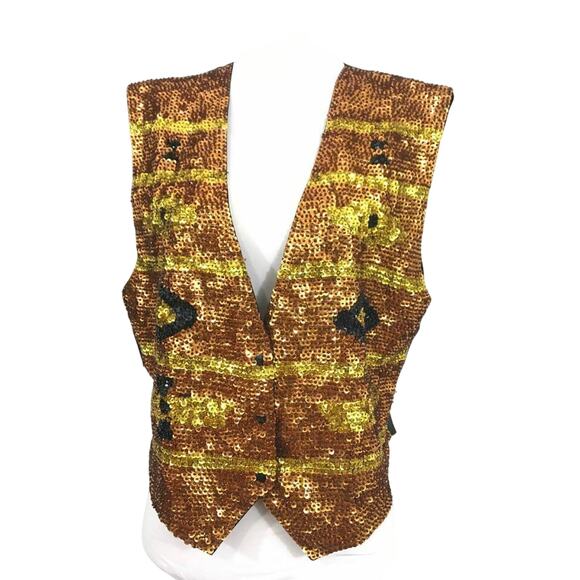 NWT Vintage 80s Sequin Southwestern Boho Western Vest Match Ups NAtco L - Picture 2 of 8